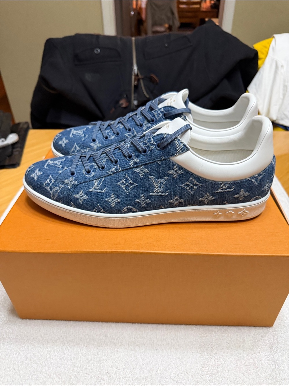 Louis Vuitton Denim Monogram Low-Top Sneakers in Blue and White
